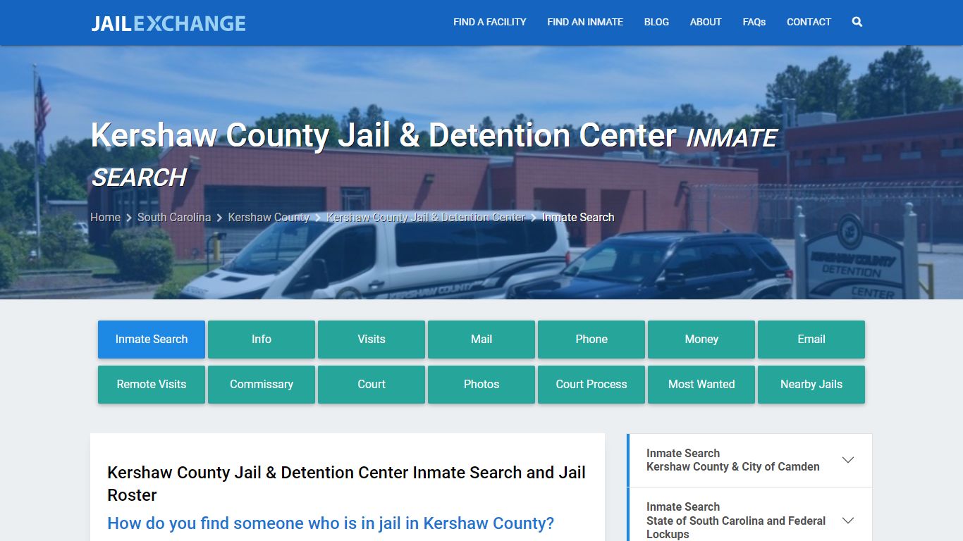 Kershaw County Jail & Detention Center Inmate Search